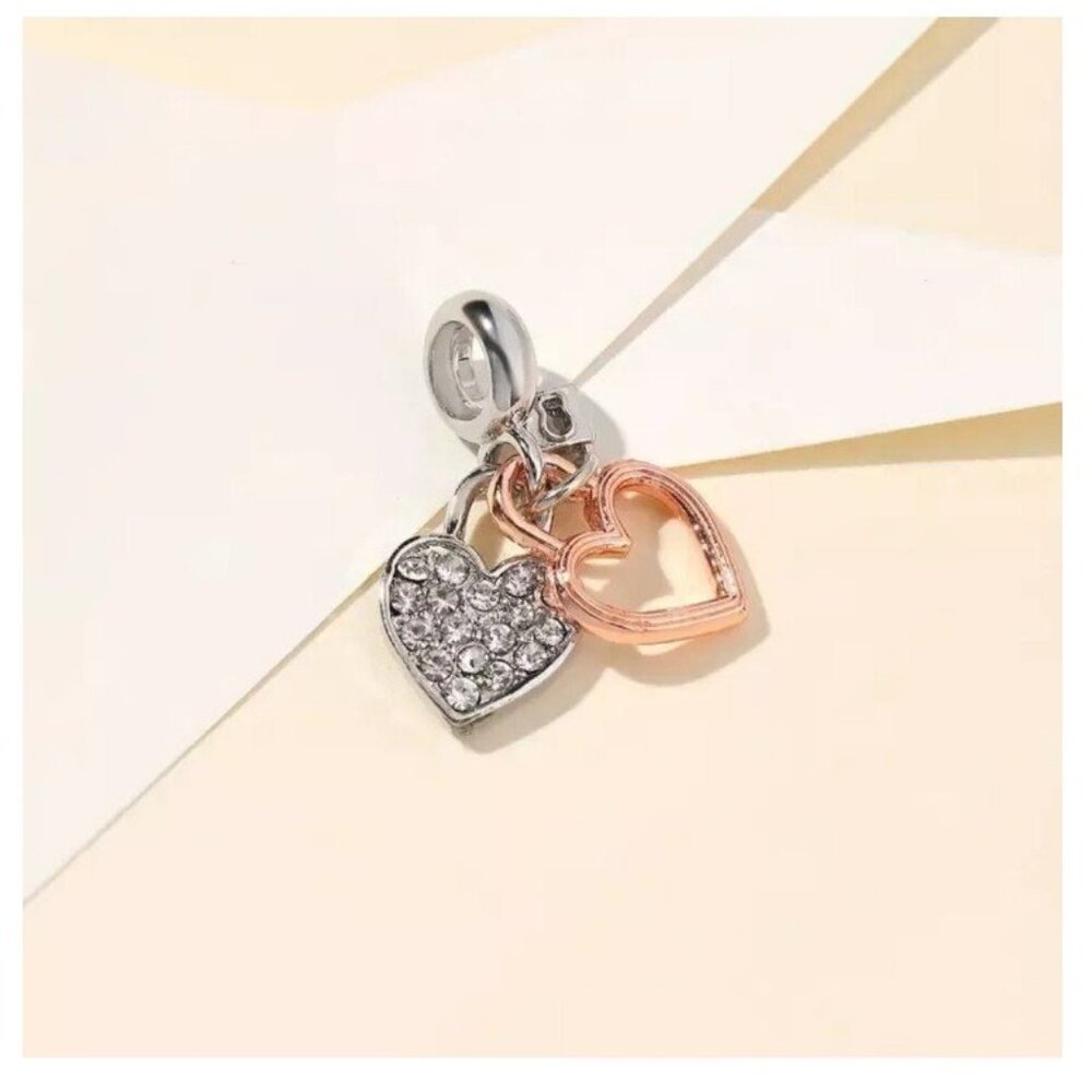 x1 Alloy Heart Silver Gray Golden Love Charm DIY Jewelry New